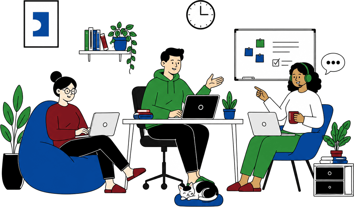 Home-based customer support agents collaborating across channels