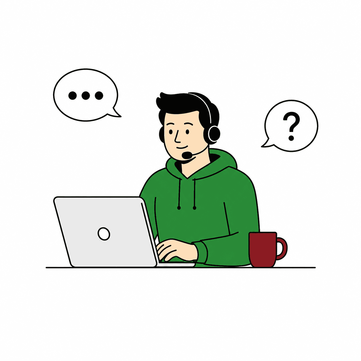 Support agent answering customer questions on a live chat